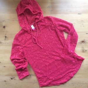 NOBO No Boundaries M7-9 pink crochet hoodie